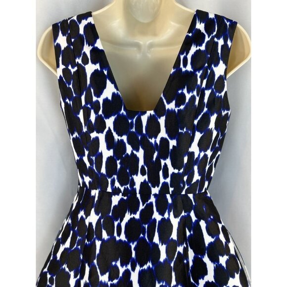 Kate Spade Black Blue Leopard Fit and Flare Dress with POCKETS! $400 - Picture 7 of 12